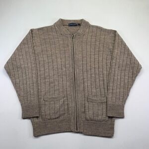 Northern Isles Cocoa Heather Brown Full Zip Acrylic Cardigan Sweater Size XL Vtg